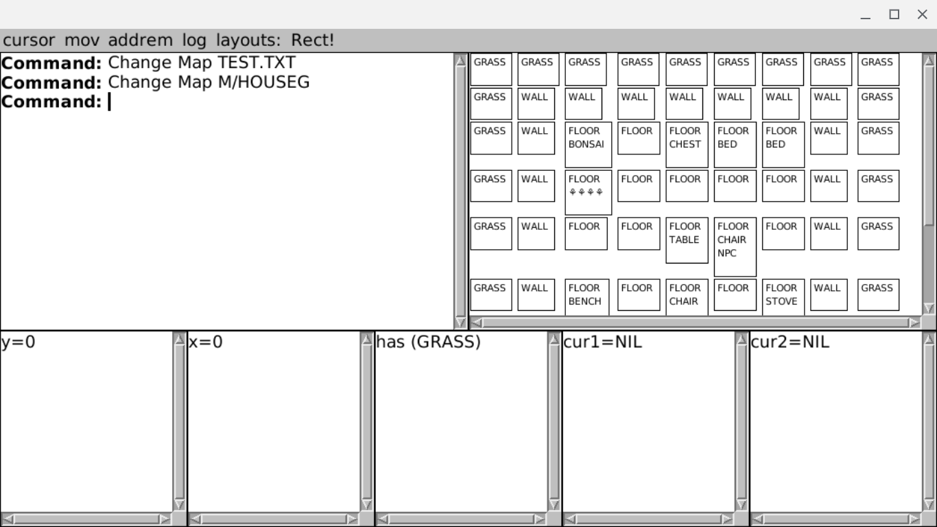 A slightly different layout view of the otherone; the map is on the right, in the middle band, interactor is on the left, five mostly empty information panes along the bottom. A slightly different layout view of the otherone; the map is on the right, in the middle band, interactor is on the left, five mostly empty information panes along the bottom.